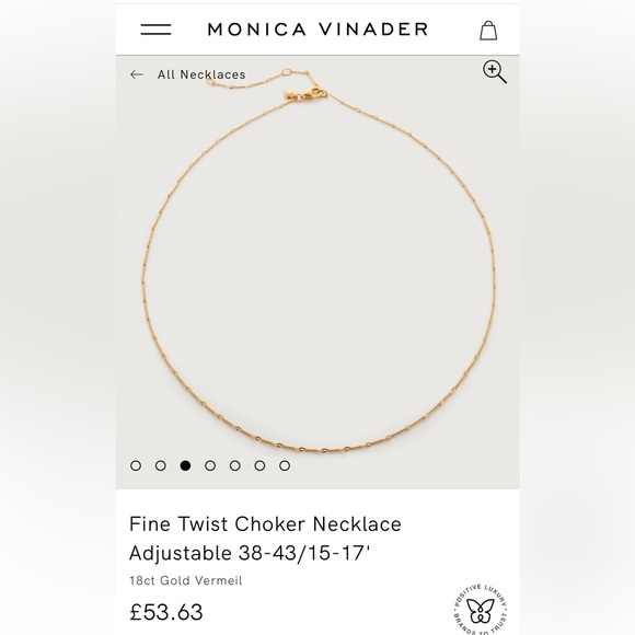 Monica Vinader Fine Twist Choker Necklace Adjustable 38-43/15-17' - Picture 1 of 4